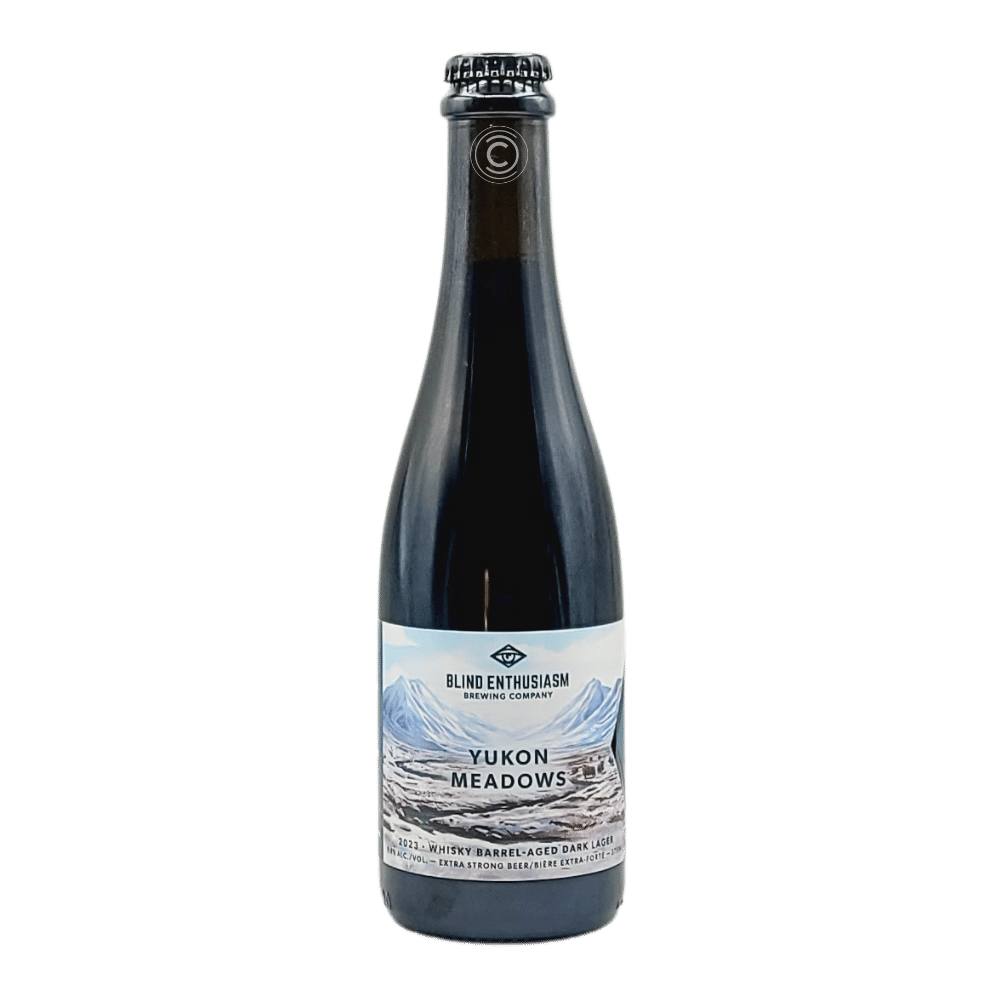 Yukon Meadows 2023 Whisky Barrel Aged Dark Lager by Blind Enthusiasm Brewing Company, beer label