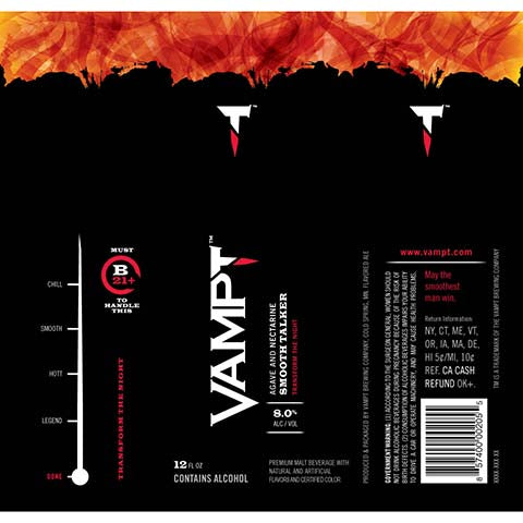 Vampt Agave and Nectarine Smooth Talker by Vampt Brewing Company, beer label