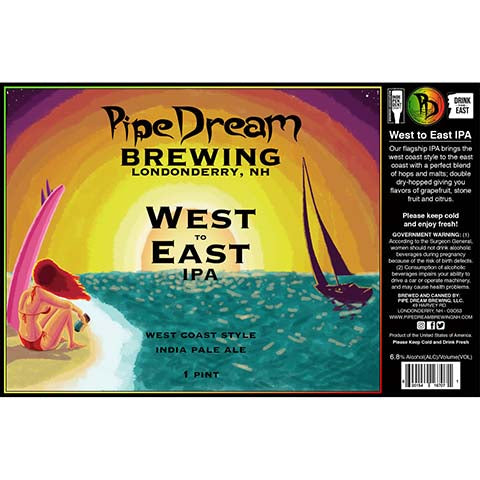 Pipe Dream West To East IPA by Pipe Dream Brewing, beer label