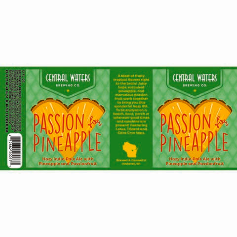 Central Waters Passion for Pineapple Hazy IPA by Central Waters Brewing Co, beer label