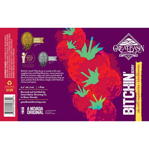 Great Basin Bitchin' Berry Ale by Great Basin Brewing Co, beer label