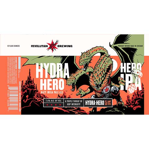 Revolution Hydra Hero Hazy IPA by Revolution Beer LLC, beer label