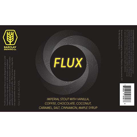 Barclay Flux Imperial Stout by Barclay Brewing Co., beer label