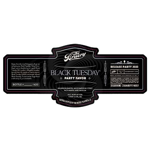 Bruery Black Tuesday Party Favor Imperial Stout by The Bruery, beer label