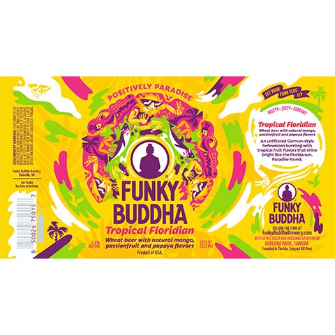 Funky Buddha Tropical Floridian Wheat by Funky Buddha Brewery, beer label