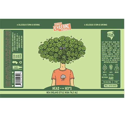 Jersey Cyclone Head In the Hops Hazy IPA by Jersey Cyclone Brewing Company, beer label