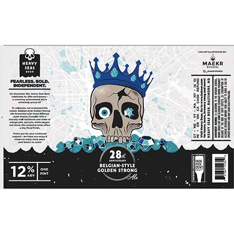 Heavy Seas 28th Anniversary Strong Ale by Heavy Seas Beer, beer label