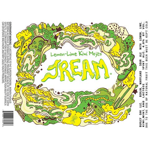 Burley Oak Lemon-Lime Kiwi Mojito Jream Sour Ale by Burley Oak Craft Brewery, beer label