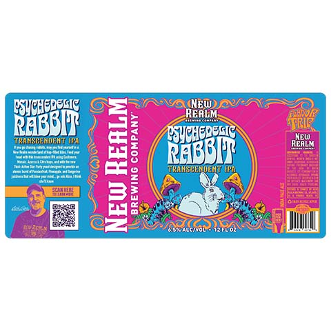 New Realm Psychedelic Rabbit IPA by New Realm Brewing, beer label