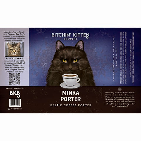 Bitchin' Kitten Minka Porter by Bitchin' Kitten Brewery, beer label
