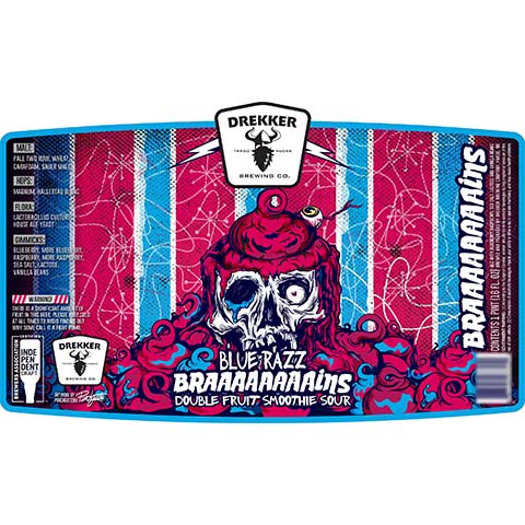 Drekker Braaaaaaaains - Blue Razz Sour by Drekker Brewing Company, beer label