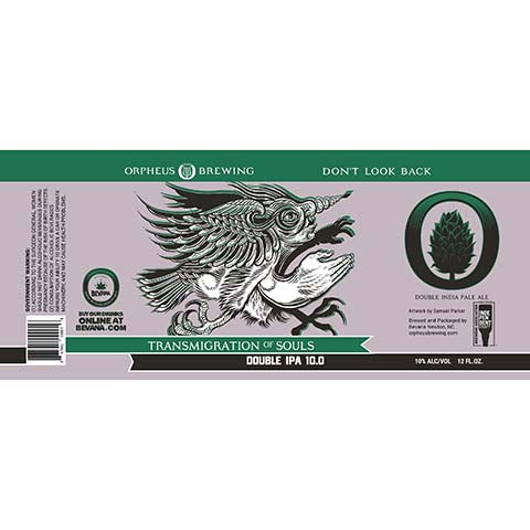 Orpheus Transmigration of Souls DIPA by Orpheus Brewing, beer label