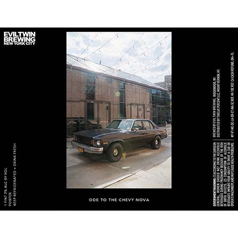 Evil Twin Ode To The Chevy Nova Porter by Evil Twin Brewing, beer label