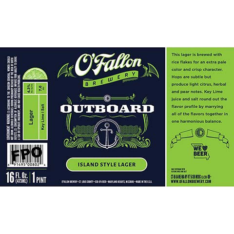 O'Fallon Outboard Island Lager by O'Fallon Brewery, beer label