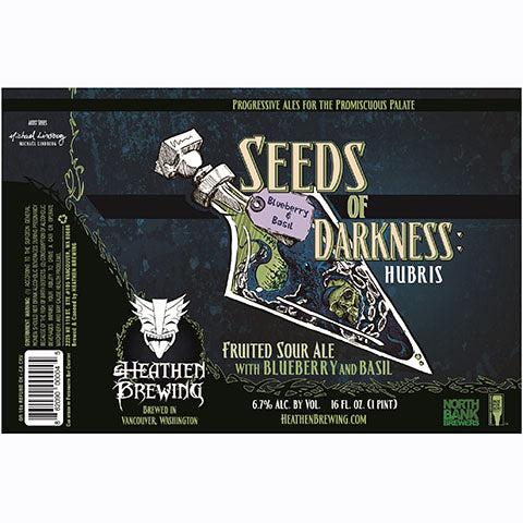Heathen Seeds Of Darkness: Hubris Fruited Sour Ale by Heathen Brewing, beer label