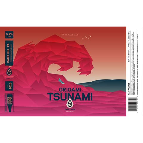 Ever Grain Origami Tsunami Hazy Pale Ale by Ever Grain Brewing Co, beer label