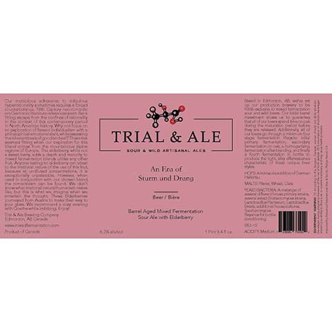Trial & Ale An Era of Storm und Drang Sour Ale by Trial & Ale Brewing Company, beer label