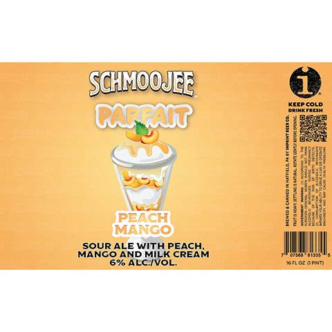 Imprint Beer Schmoojee Parfait Peach Mango Sour Ale by Imprint Beer Company, beer label