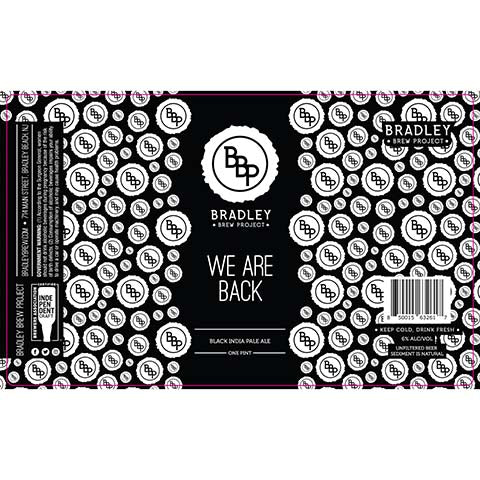 Bradley We Are Back Black IPA by Bradley Brew Project, beer label