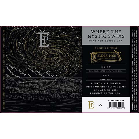 Elder Pine Where The Mystic Swims Phantasm DIPA by Elder Pine Brewing & Blending Co., beer label