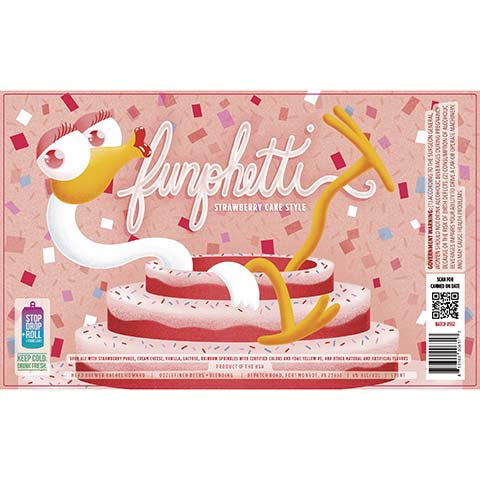 Oozlefinch Funphetti Strawberry Cake Style Sour Ale by Oozlefinch Beers & Blending, beer label