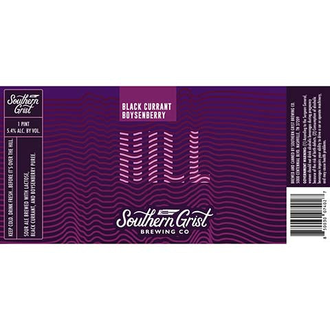 Southern Grist Black Currant and Boysenberry Hill Sour Ale by Southern Grist Brewing Company, beer label