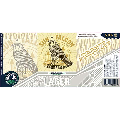 Casual Animal Sun Falcon Lager by Bushwood, beer label