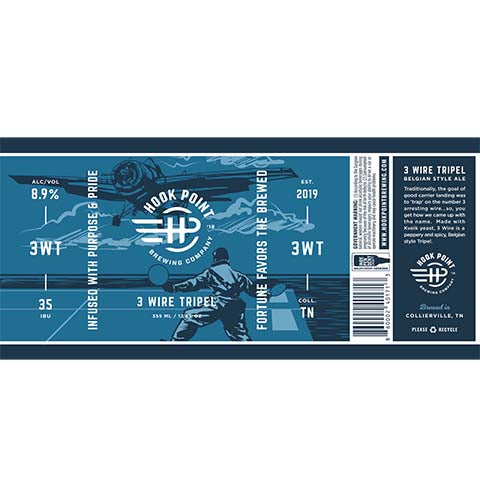 Hook Point 3 Wire Tripel Ale by Hook Point Brewing Co., beer label