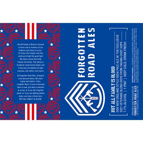 Forgotten Road Ales Not All Family is Blood IPA by Forgotten Road Ales, beer label