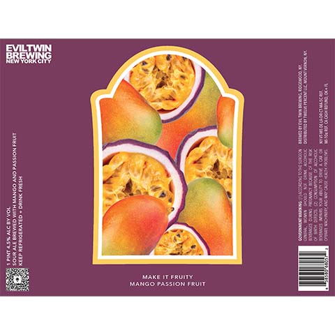 Evil Twin Make It Fruity Mango Passion Fruit Sour by Evil Twin Brewing, beer label