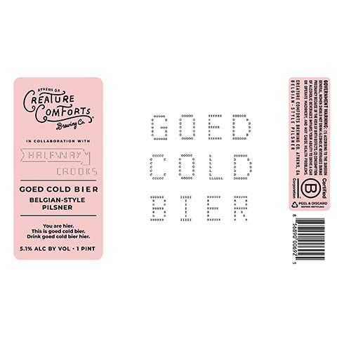 Creature Comforts Goed Cold Bier Pilsner by Creature Comforts Brewing Co., beer label