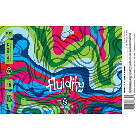 Ever Grain Fluidity Sour IPA by Ever Grain Brewing Co, beer label