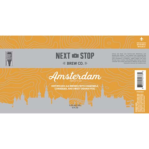 Next Stop Amsterdam Hefeweizen Ale by Next Stop Brew Co., beer label