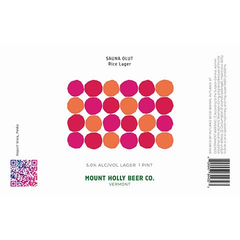 Mount Holly Sauna Olut Rice Lager by Mount Holly Beer Co., beer label