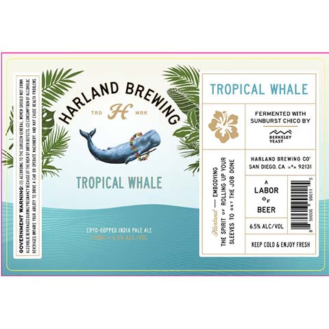 Harland Tropical Whale IPA by Harland Brewing Co, beer label