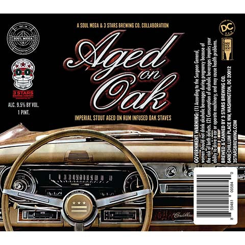 3 Stars Aged On Oak Imperial Stout by 3 Stars Brewing Company, beer label