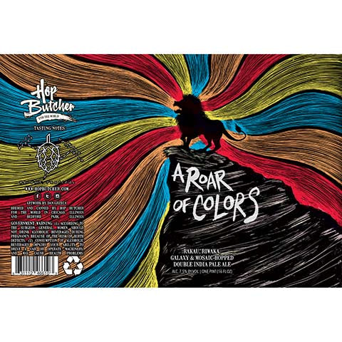Hop Butcher A Roar of Colors DIPA by Hop Butcher For the World, beer label
