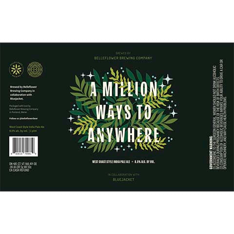 Belleflower A Million Ways To Anywhere IPA by Belleflower Brewing, beer label