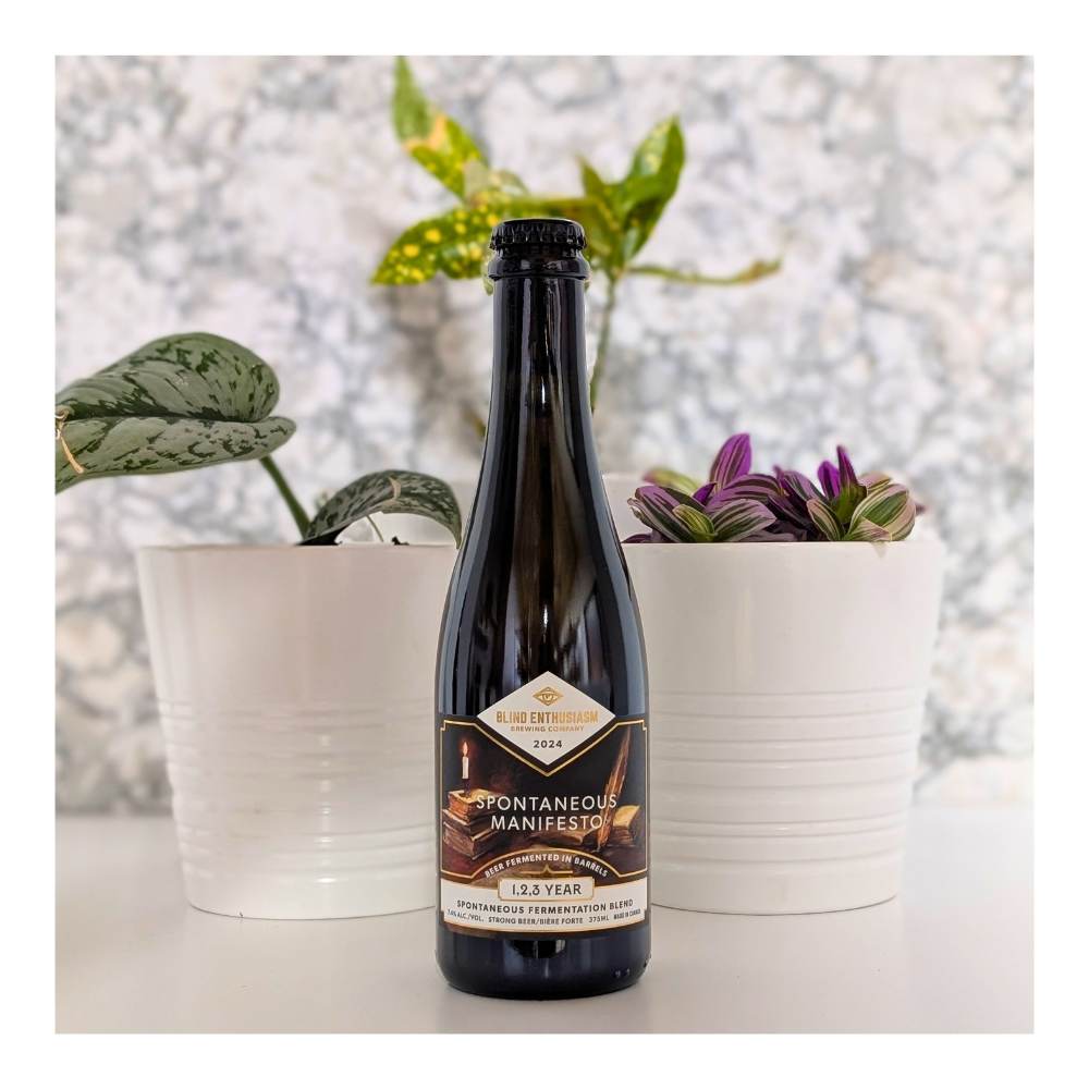 Spontaneous Manifesto Mixed Fermentation Saison 2024 by Blind Enthusiasm Brewing Company, beer label