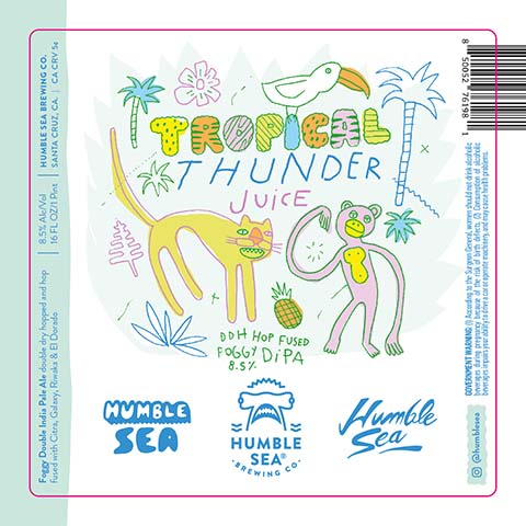 Humble Sea Tropical Thunder Juice DIPA by Humble Sea Brewing Co, beer label