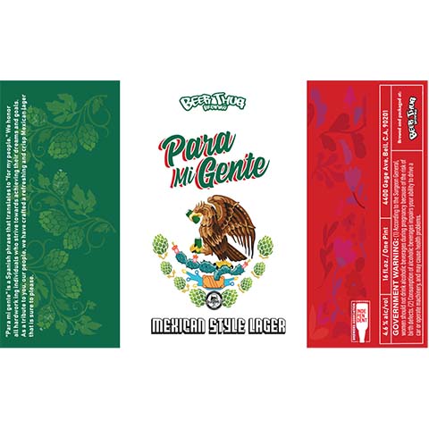 Beer Thug Para Mi Gente Lager by Beer Thug Brewing Company, beer label