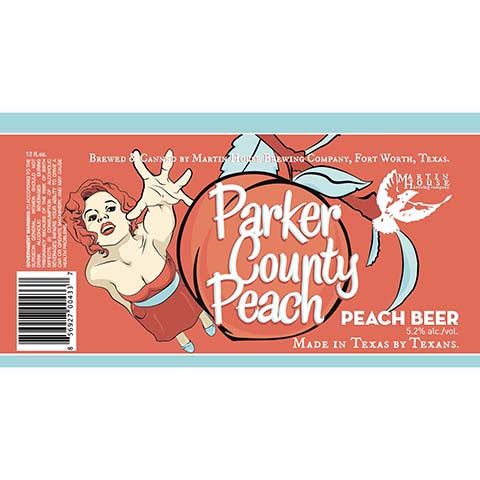 Martin House Parker County Peach Beer by Martin House Brewing Company, beer label