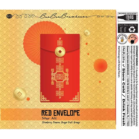 Baa Baa Red Envelope Sour Ale by Baa Baa Brewhouse, beer label