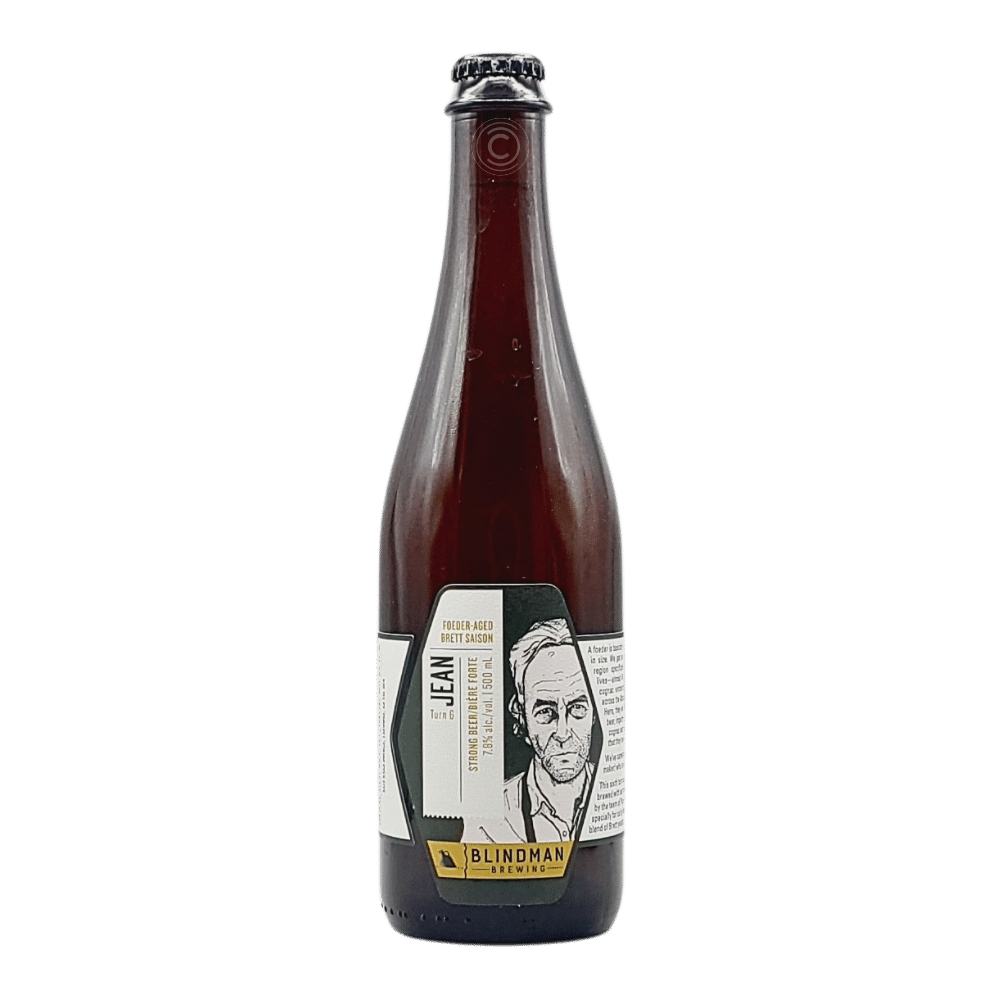 Brewing Jean: Turn 6 Saison by Blindman Brewery, beer label