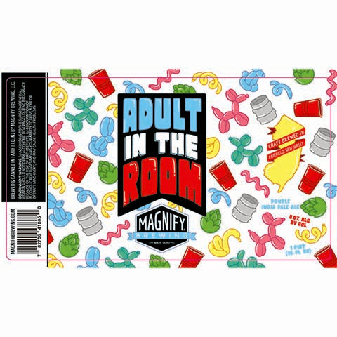 Magnify Adult In The Room DIPA by Magnify Brewing Company, beer label