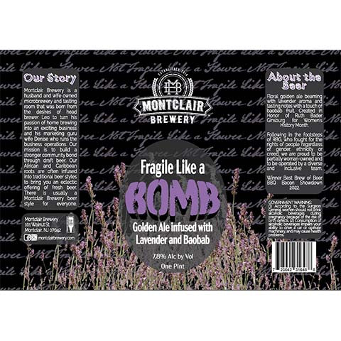 Montclair Fragile Like A Bomb Golden Ale by Montclair Brewery, beer label