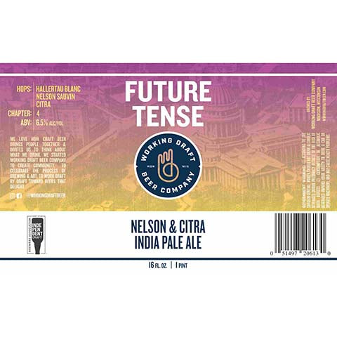 Future Tense Nelson & Citra IPA by Working Draft Beer Company, beer label