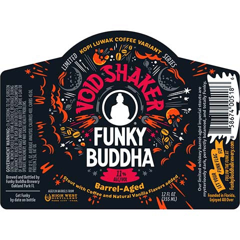Funky Buddha Void Shaker Kopi Luwak Barrel Aged Stout by Funky Buddha Brewery, beer label