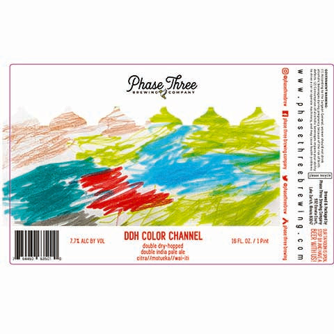 Phase Three DDH Color Channel DIPA by Phase Three Brewing Company, beer label