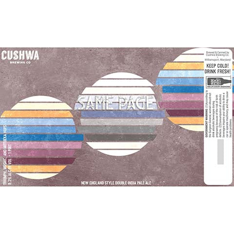 Cushwa Same Page New England Style DIPA by Cushwa Brewing Co, beer label